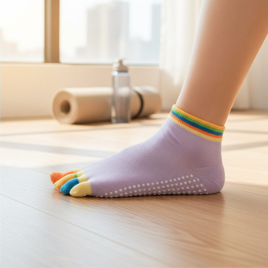 Women's Cotton Toe Socks with Grip